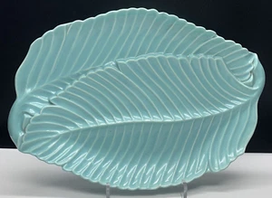 Ball Jae California No. 415 Light Blue Platter with Palm Leaf Pattern - Picture 1 of 11