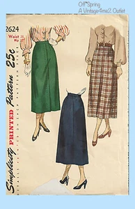 1940er Original Vintage Simplicity Muster 2624 Simple to Make Misses Rock 28 W - Bild 1 von 3