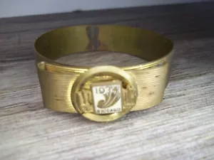 1933 Chicago world's fair art deco brass bracelet from the fair w/ logo Z59 - Picture 1 of 10
