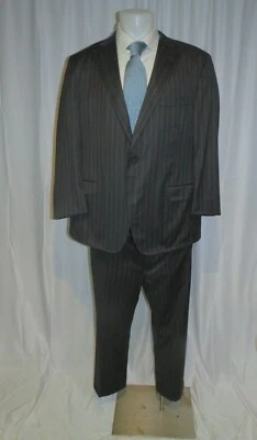 Samuelsohn Performance Gable  Loro Piana Charcoal Striped Two Button Suit 48R - Image 1 of 4