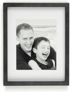 ** 2 PACK ** Displays2go 8 x 10 Matted Picture Frames, Wall Mount, Wood, Black - Picture 1 of 2
