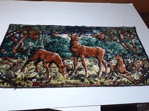 deer tapestry vintage wall hanging size 30"by19" - Picture 1 of 7