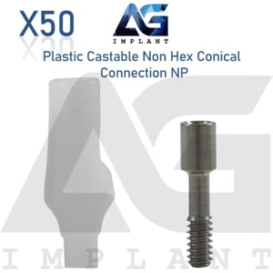 50 Plastic Castable Non Hex For Conical Connection NP Prosthetic System - Picture 1 of 3