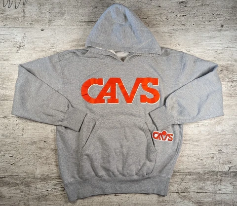 Majestic Cleveland Cavs Hoodie Mens Large Gray Retro Sweatshirt NBA Cover