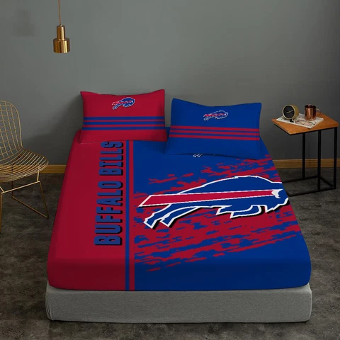 Buffalo Bills Bedding Set 3PCS Fitted Sheet Mattress Cover Pillowcase Fans Gifts Cover