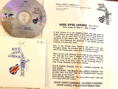 7/5/91 ROCK OVER LONDON ROCK AID ARMENIA (ROGER DALTREY, PAT CASH, IRON MAIDEN) - Image 1 of 2