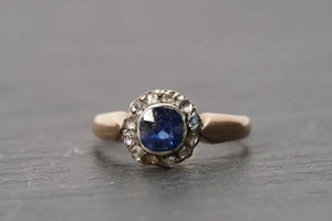 Ring Rosenschliff Diamant Saphir antik victorian era rose cut 14 KT 585 - Bild 1 von 6