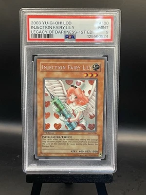 YUGIOH 2003 INJECTION FAIRY LILY FIRST EDITION SECRET RARE #LOD-100 PSA 9 MINT - Image 1 of 2