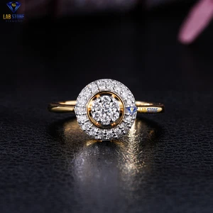 0.52 TDW Round Cut 10K Moissanite Rose Gold Ring Labstone - Picture 1 of 5
