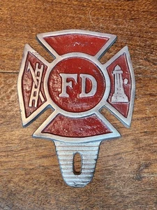 VTG FD Fire Department Licensed Plate Topper Sign Fighter Ladder MD CAR - Picture 1 of 5