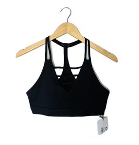 NWT Zyia Active Black Grid Sports Bra Womens XL Strappy Racerback Nylon Spandex - Picture 1 of 9