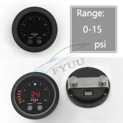 Car 52mm Ultra-thin Electronic Fuel Pressure Gauge 0-15psi With Sensor Universal - Image 1 of 4