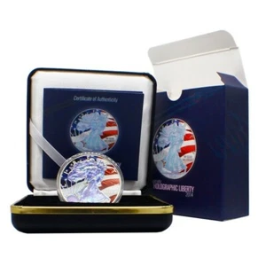 2014 Patriotic Liberty Silver Eagle US 1oz Silver Holographic - Picture 1 of 3