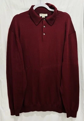 Pronto Uomo Polo Sweater Mens Size XLT Maroon Extra Fine Merino Wool Lightweight - Image 1 of 4