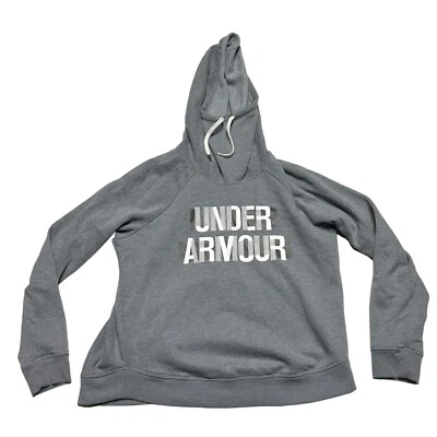 Under Armour Hoodie Sweatshirt Womens Large Gray Fleece Funnel Neck Pullover - Image 1 of 4