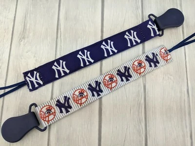 Yankee Pacifier Clip, Yankee Baseball Pacifier Clip, Baby Shower Gift, Nuk - Image 1 of 4