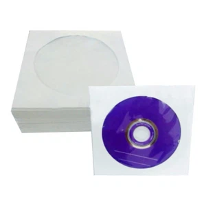 100 Paper CD DVD Blu-ray Disc Covers Sleeves Storage Case Wallets with Window UK - Afbeelding 1 van 7