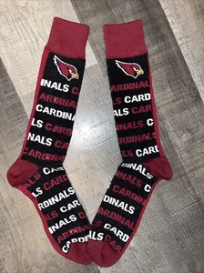 ARIZONA CARDINALS NFL TEAM LOGO BLACK REPEAT THIN DRESS CREW SOCKS MENS LARGE - Picture 1 of 1