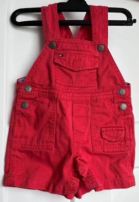 Tommy Hilfiger Overalls Infant 6 Mos Red Snap Bottom VTG Nautical Americana - Image 1 of 4