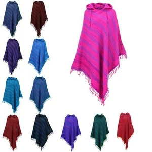 Soft Acrylic Hooded Poncho Cape Warm Hoodie Women Men Cover Change - Picture 1 of 25