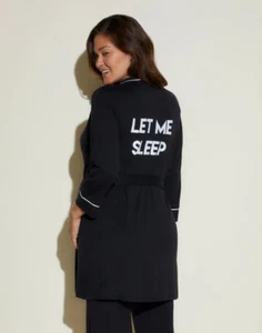 NWT! Cosabella Women's Sz M Bella Nursing Let Me Sleep Printed Modal Robe Black - Picture 1 of 8
