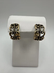 Vintage 1960’s Avon Gold Tone Filigree Clip On Hoop Earrings - Picture 1 of 5