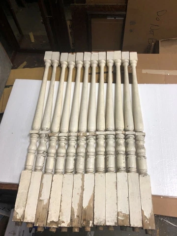 Lot of 12 c1904 mahogany turned staircase spindle balusters delicate 31.5” x 1.5 Cover