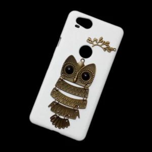 Cover For Google Pixel 2 Cute Retro Metal Owl Branch Back Hard Phone Skin Case - Picture 1 of 2