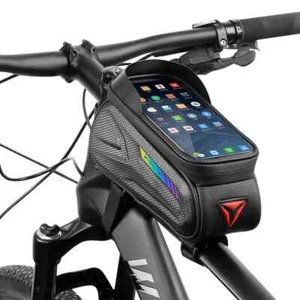 Bicycle Frame Bag Phone Holder Bike MTB Top Tube Bags Touch Screen Waterproof - Picture 1 of 16
