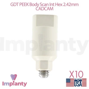 10x GDT PEEK Body Scan 7mm CAD/CAM Int Hex 2,42mm System Dental Prothetik Labor - Bild 1 von 3