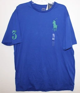 Polo Ralph Lauren Big & Tall Mens Royal Blue Green Big Pony Polo T-Shirt NWT LT - Picture 1 of 3