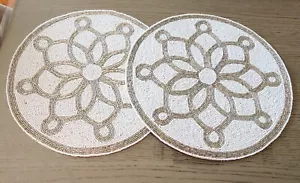 BEADED DECORATIVE Dining TABLE ROUND PLACEMATS Set of 2 - Picture 1 of 6