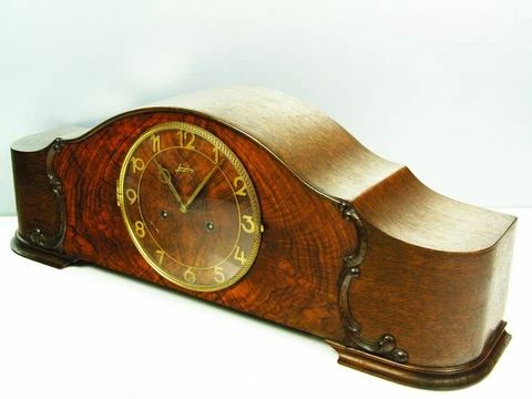 JUNGHANS PURE  ART DECO  CHIMING MANTEL CLOCK  BLACK FOREST WITH PENDULUM Cover
