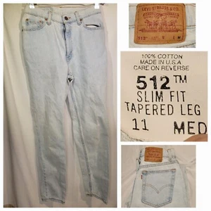 👖🇺🇲 Vintage Levis 512 Jeans Womens 11 Med Slim Fit Tapered Leg Made in USA - Picture 1 of 8
