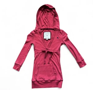 Rare Y2K Abercrombie and Fitch Thermo Hoodie Red Top XS Ribbon Tie Babydoll - Bild 1 von 20