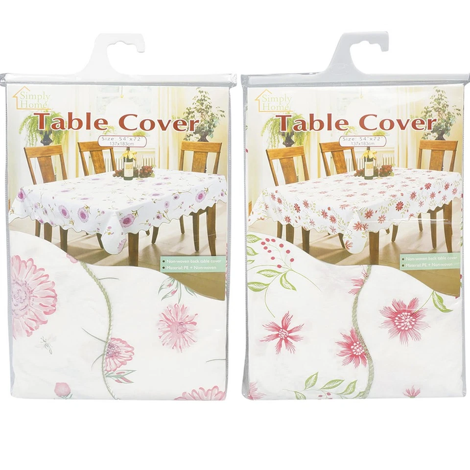 ALLTOPBARGAINS 1 White Floral Rectangle Tablecloth 54"X72" Design Table Cover Party Wipe Clean