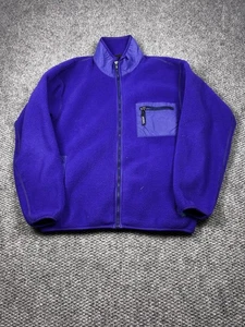 VINTAGE Patagonia Jacket Mens Large Purple Fleece Full Zip Chest Pocket USA 90s - Picture 1 of 9