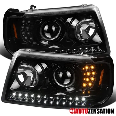 Fit 2001-2011 Ford Ranger Slick Black LED Strip Projector Headlights Left+Right - Image 1 of 4