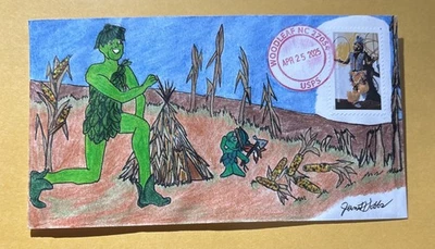2025 Powwows Forever Stamp C114 Green Giant Build Sprout A T-Pee FDC/OOAK - Image 1 of 4