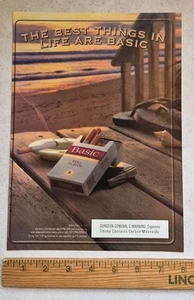 BASIC Cigarettes Magazine Print Ad Advertisement Vintage 2000 Beach Flip Flops - Picture 1 of 2