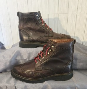 Allen Edmonds Long Branch Wingtip Brogue Boots 9 E 6021 Brown Lug Soles - Picture 1 of 8
