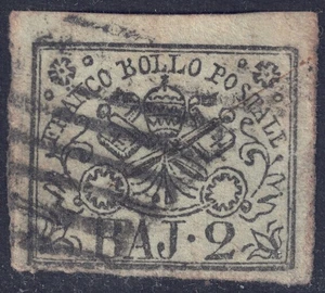 STATO PONTIFICIO 1852-64 Stemma (2 bajocchi verde oliva) us - Picture 1 of 1