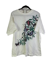 Vintage 90s Womens Large Butterfly Floral Baggy T Shirt USA Streetwear Fairy - Picture 1 of 6