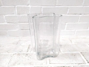 iittala Aalto Clear Glass Vase 9.5" tall Textured Abstract Freeform Glassware - Picture 1 of 12
