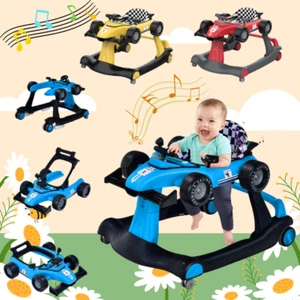 4-in-1 Baby Walker Foldable Adjustable Ride On Car with Music Baby Stroller - Picture 1 of 17