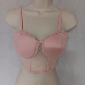 Bozzello Dot Mesh Ruffled Bralette Medium Pink NWT - Picture 1 of 5