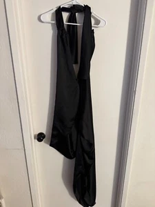 Women "ARIAS" Blk, halter top uneven hem long cocktail dress. Size 8 Prev. Owned - Picture 1 of 2