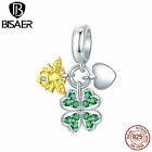 Lucky Clover Bloom Flower Fashion 925 Sterling Silver Cz Charm Fit Bead Bracelet