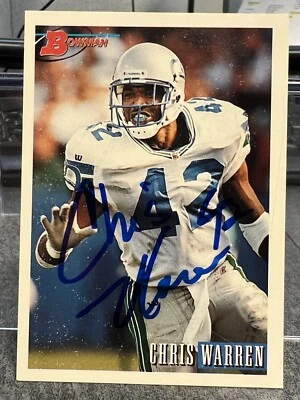 CHRIS WARREN Signed Autographed Auto 1993 Bowman #307 Seattle Seahawks - Image 1 of 3