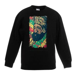 Haile Selassie Rasta Reggae Wall Art Children's / Kids Unisex Sweatshirt Jumper - Picture 1 of 1